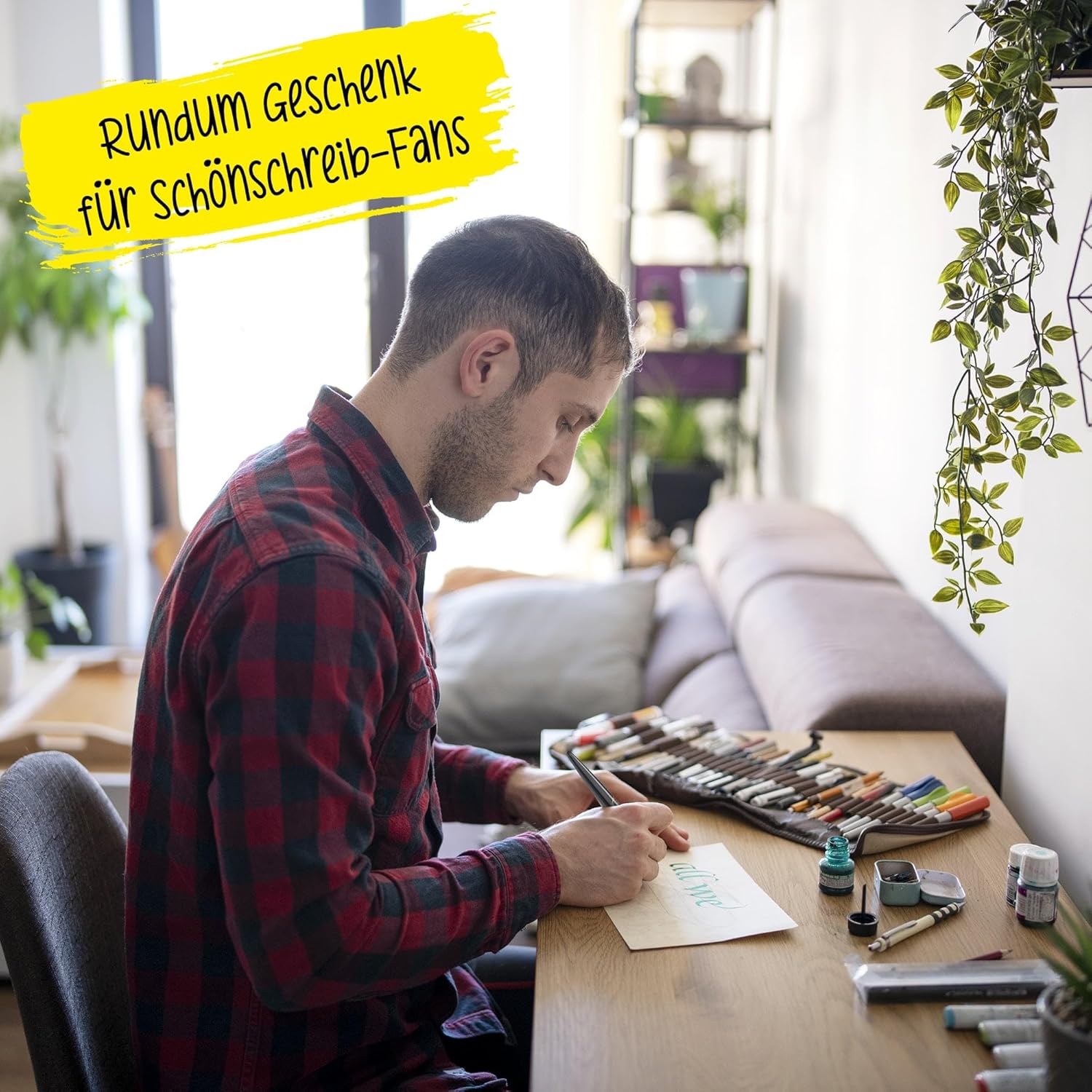 ONLINE Calligraphy-Fountain Pen, Calligraphy-Pen Air, black, wide calligraphy-nib in line width 1.4 mm, for standard ink cartridges or converters, includes blue combination cartridge – Bild 3