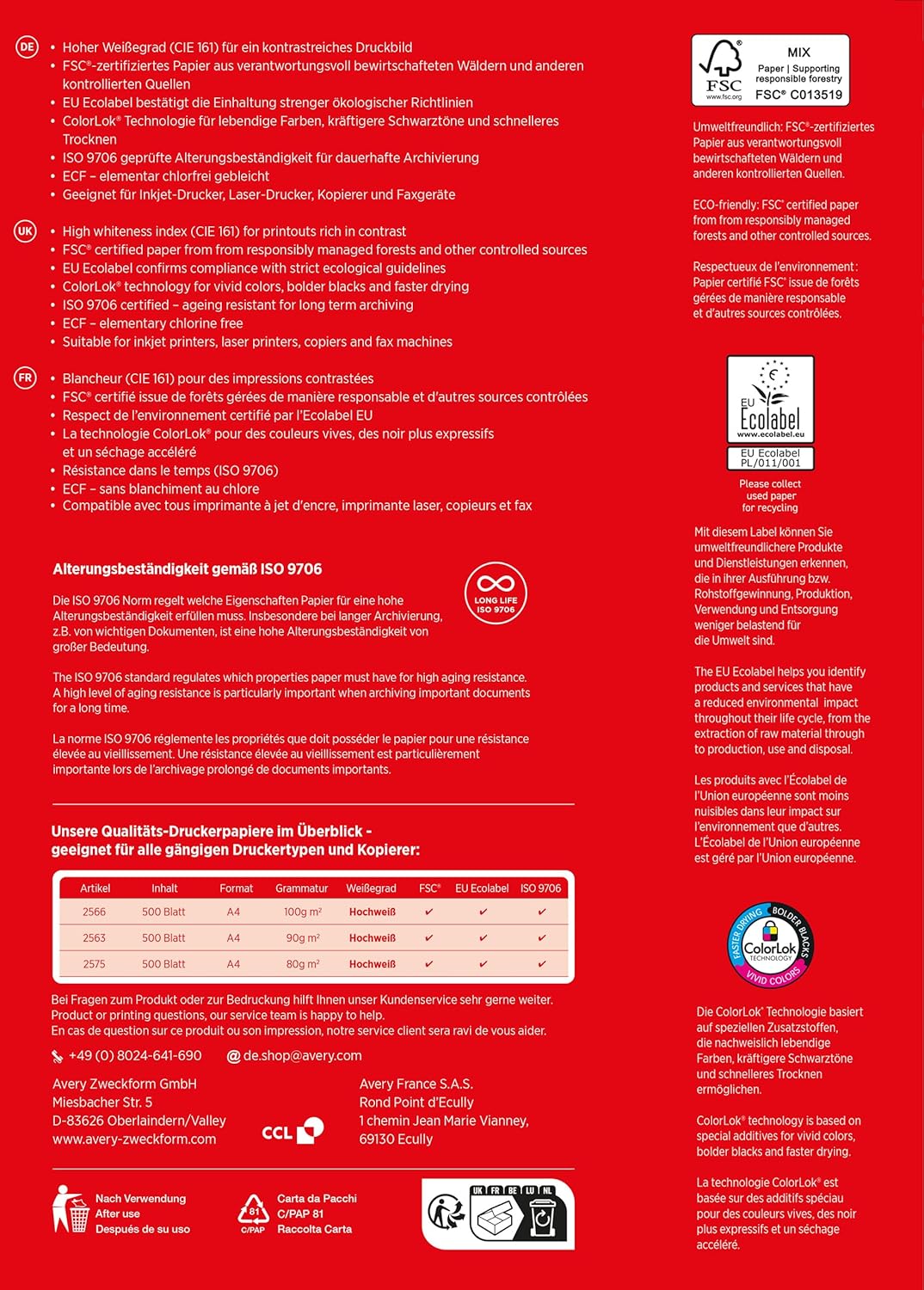 Avery Zweckform 2575 Printer Paper, Copier Paper – Bild 2