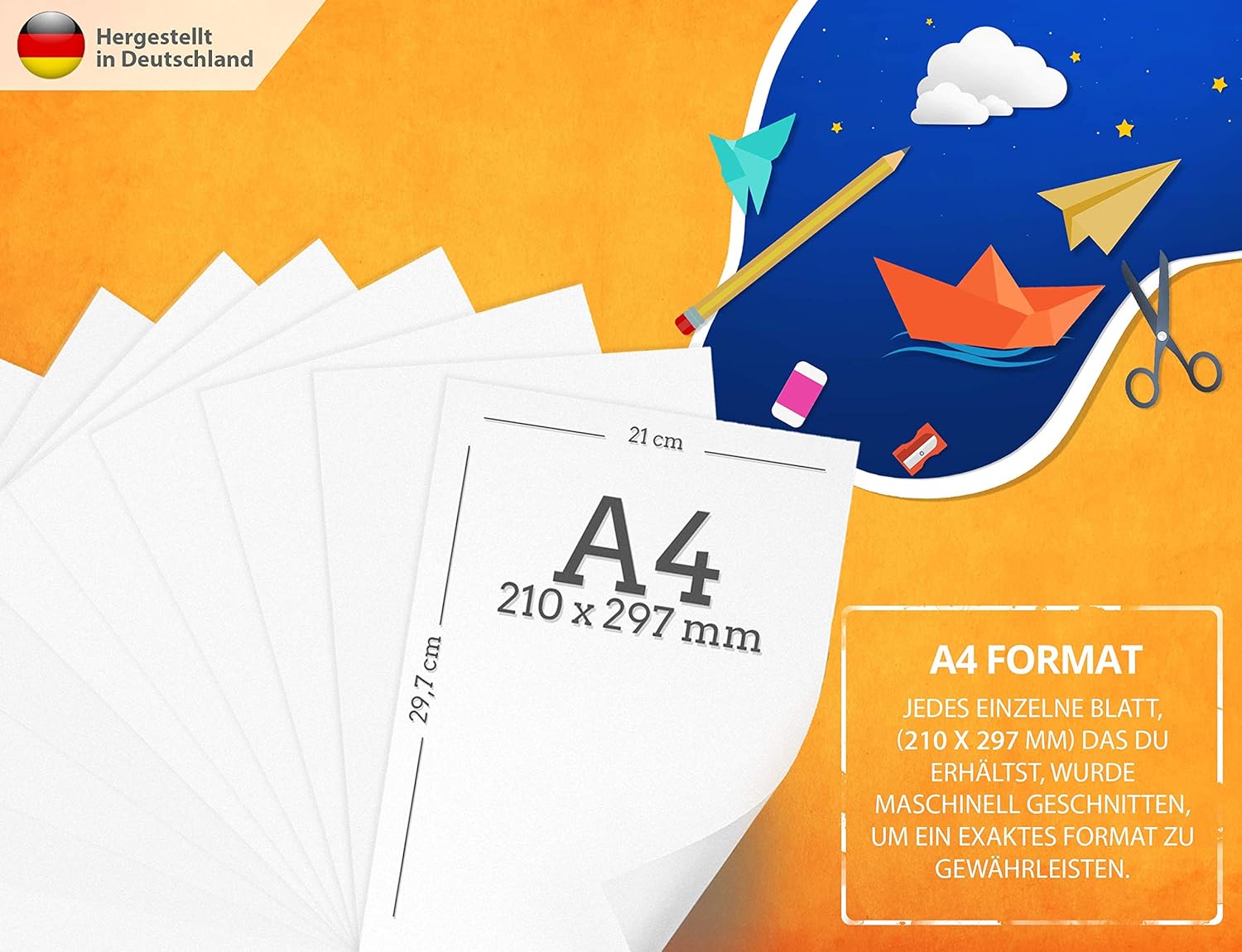 50 Sheets White Craft Card 300 g/m² - Premium Paper Pure White - DIN A4 | 21 x 29.7 cm – Printer Paper White Blank for Photography, Presentations, Crafts, Photo Cardboard, Made in Germany – Bild 2