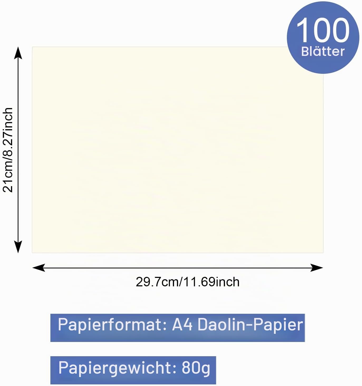 A4 Paper, 100 Sheets, 80 g/m² - Copy Paper and Printer Paper for DIY Projects, Drawing Paper, Sketching, Printing and Copying, Craft Card, Creative Crafts, Coloured Paper (Cream White) – Bild 2