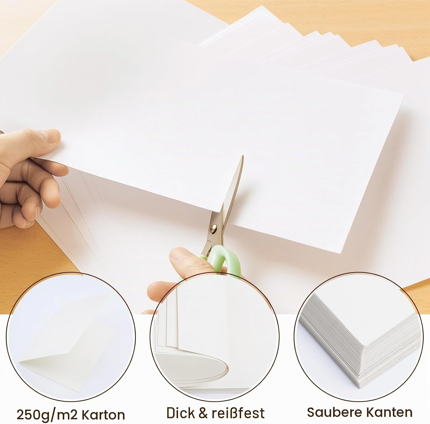 30 Sheets of Coloured Paper A4, 250 g/m² Thick Paper Cream White, Craft Paper, Coloured Card, Printer Paper for Writing, Painting, Invitations, Scrapbook, Menus, DIY Cards, Crafts – Bild 3