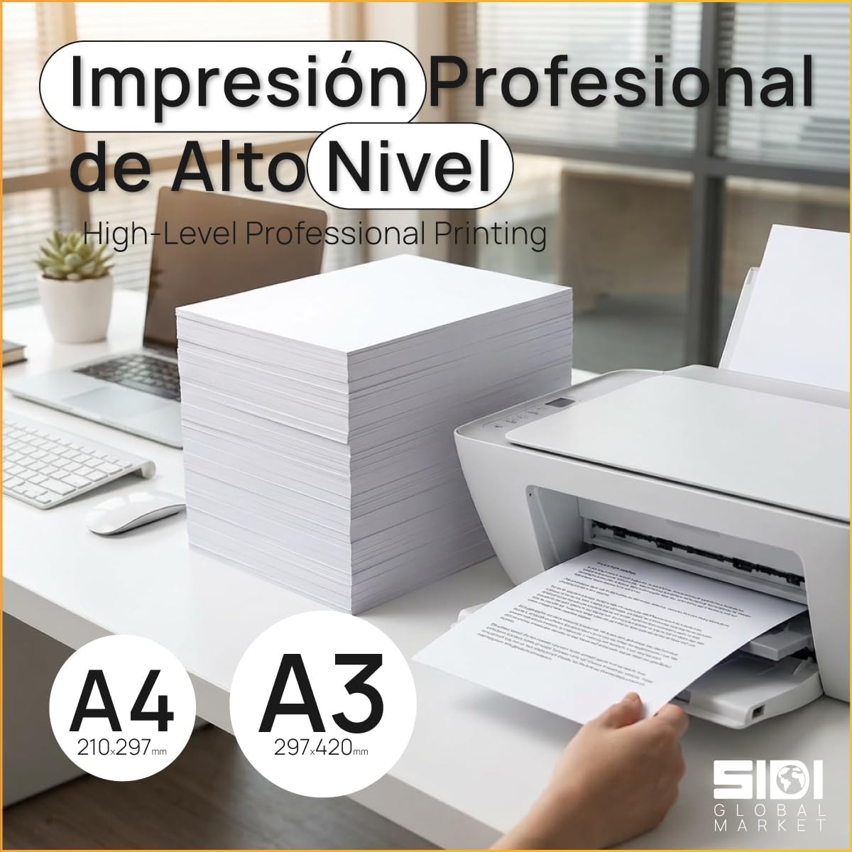 A4 Paper 80 g, Printer Paper for Laser and Inkjet Printers, White Paper for Printing, Writing or Drawing, DIN A4 210 x 297 mm, Paper Package for Office and Home - SIDI (80 g, 250 Sheets) – Bild 3