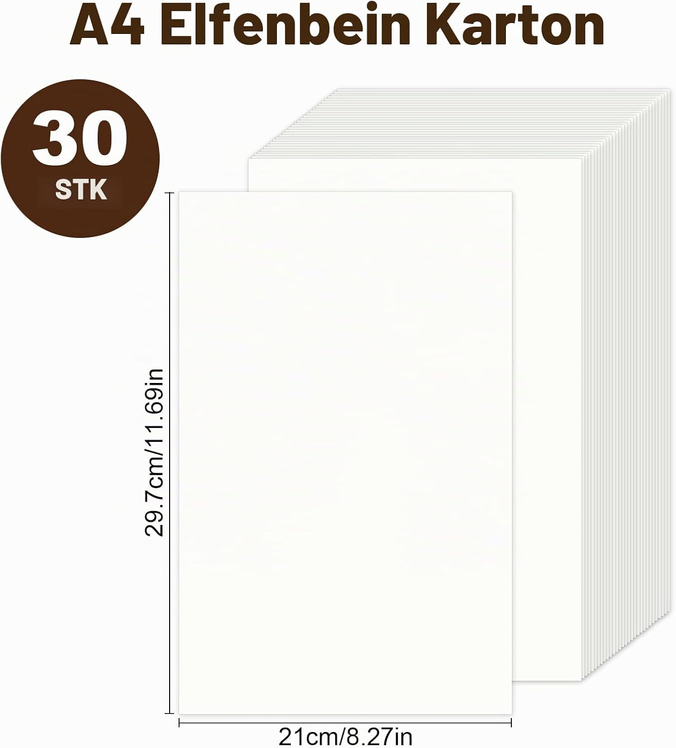 30 Sheets of Coloured Paper A4, 250 g/m² Thick Paper Cream White, Craft Paper, Coloured Card, Printer Paper for Writing, Painting, Invitations, Scrapbook, Menus, DIY Cards, Crafts – Bild 2