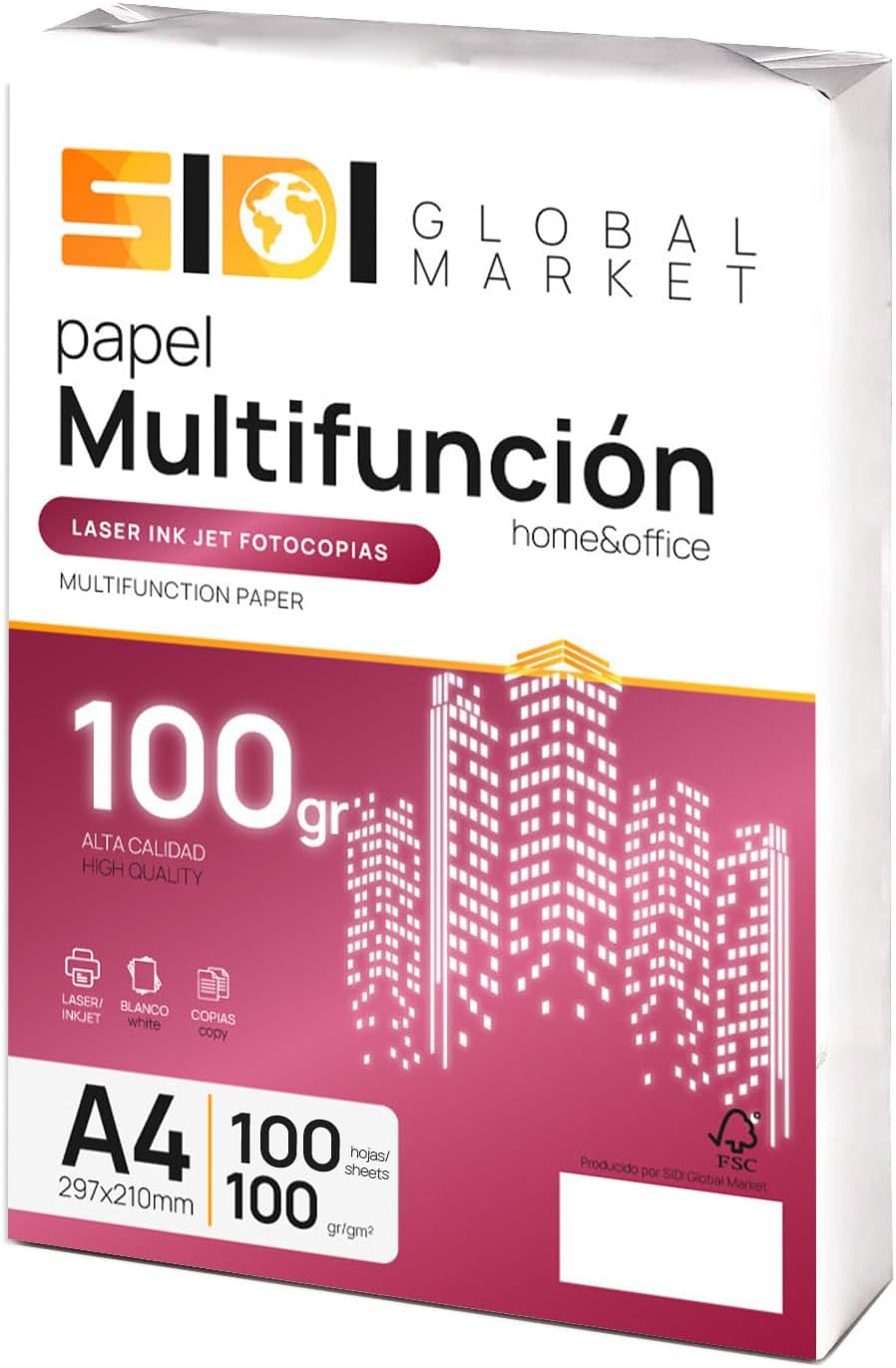 SIDI A4 Paper 100 g Extra White - Printer Paper for School, Work and Home Use, Multi-Purpose Sheets for Copiers (100 h)