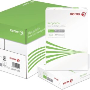 Xerox Recycled+ Paper ISO 80, A4 80 g/m², Copier Paper for Laser Printers and Copiers, Made from 100% Recycled Paper, 1 Box, 5 Packets, 2,500 Sheets