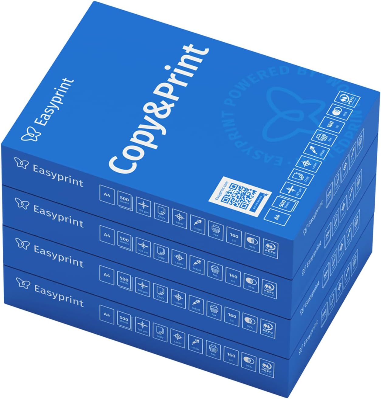 Easyprint Printer Paper Copier Paper 2000 Sheets 4 x 500 A4 Premium Brilliant White CIE 160 PEFC Certified