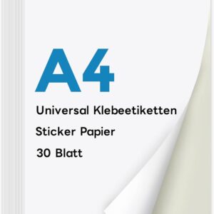 Ktrio A4 Sticker Paper for Printing, 30 Sheets, Super Self-Adhesive
