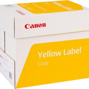 Canon Yellow Label Copy A4 Paper 80 g/m² – 2,500 Sheets (5 x 500) Copier Paper PEFC, 102 µm Thickness, 150 Whiteness | Canon Printer paper and copy paper DIN A4, 2,500 sheets, 80 g/m², CIE150, white, universal paper