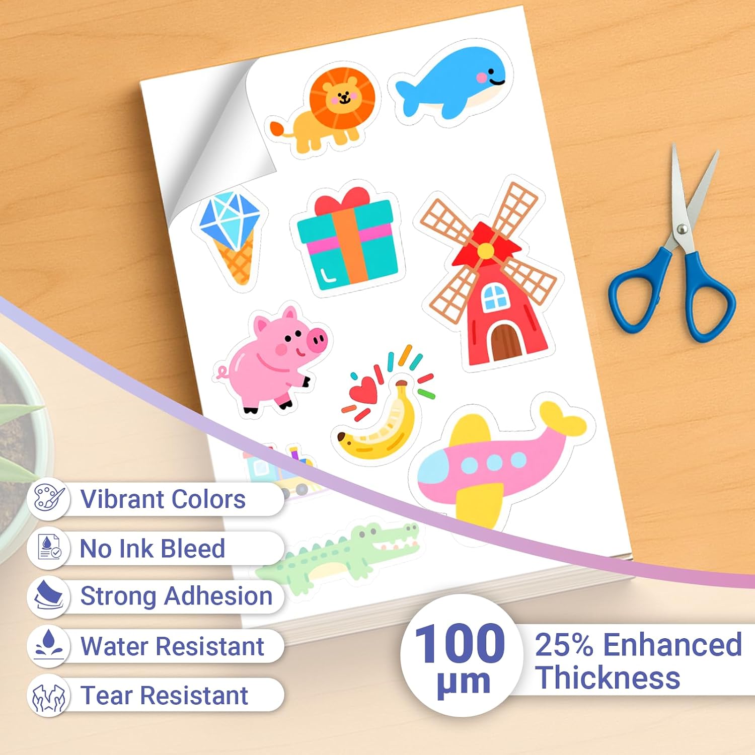 Euqvunn 18 Sheets Sticker Paper for Printing Yourself, A4, Matte White, Waterproof Printable Vinyl Sticker Paper, Self-Adhesive, Full Page for Inkjet Printers, Quick-Drying, 210 x 297 mm – Bild 2