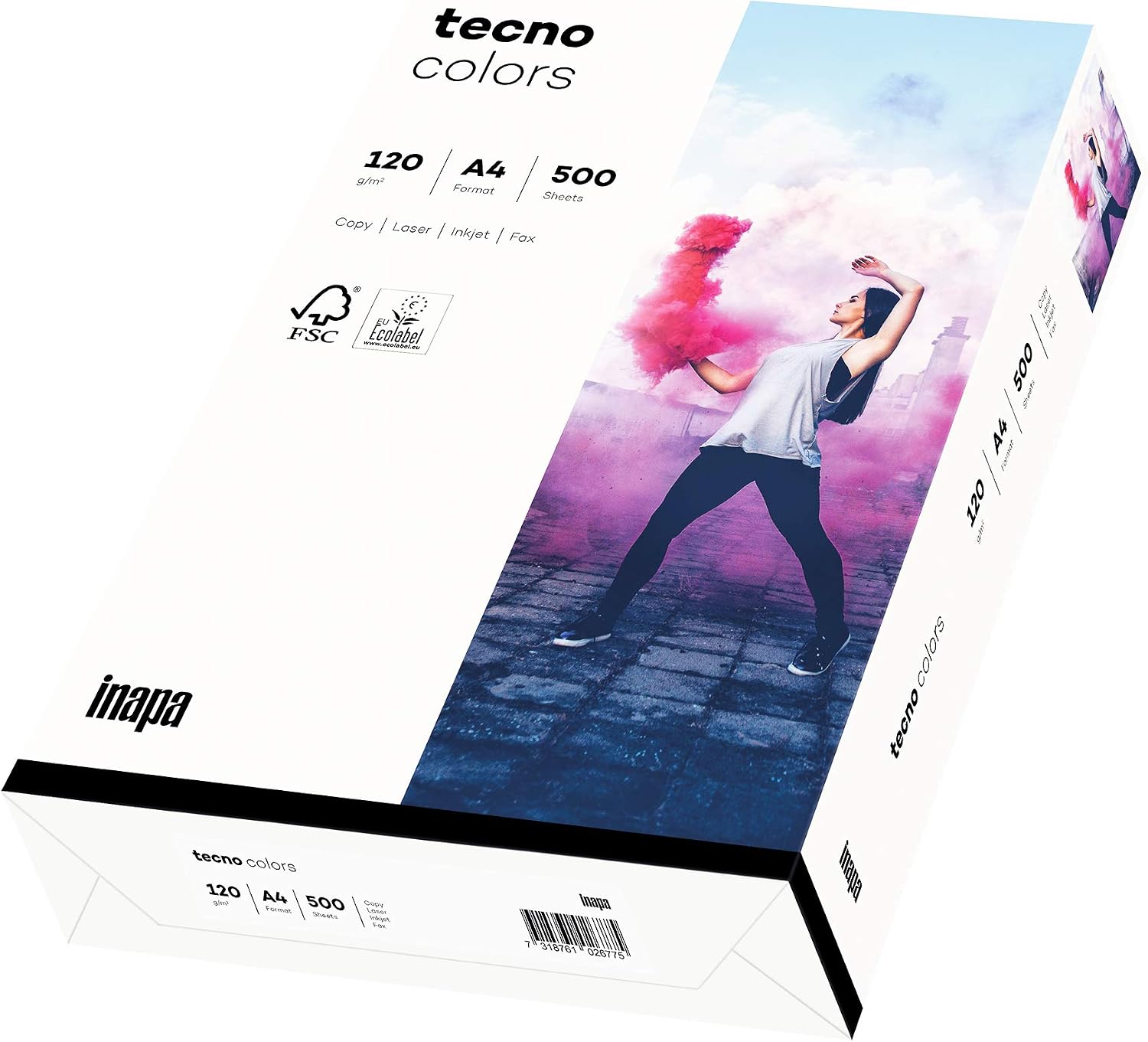 inapa Tecno Colours: Coloured Printer Paper, 120 g/m², A4, 1,250 Sheets (5 x 250), White – Bild 2