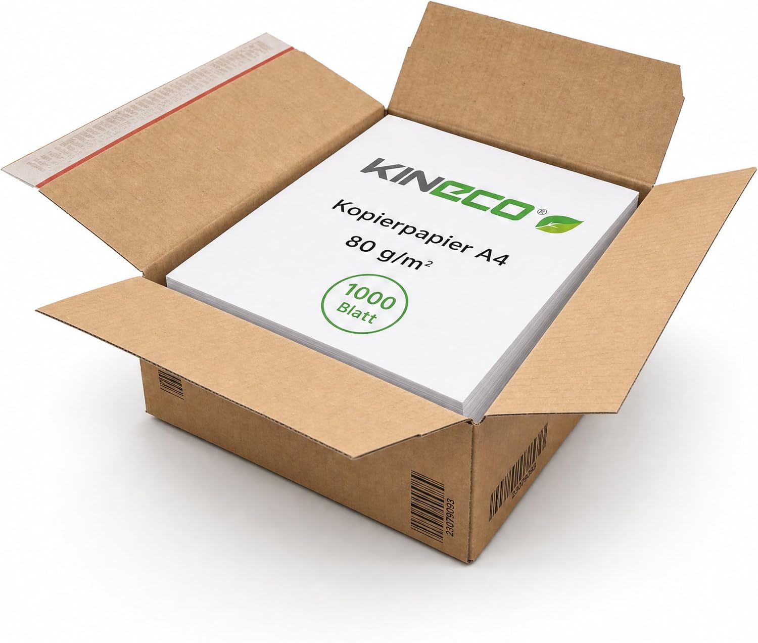 Kineco A4 Copier Paper - 1000 Sheets in Box - Environmentally Friendly & Plastic-Free Packaging - For Printers & Copiers - White, 80gsm