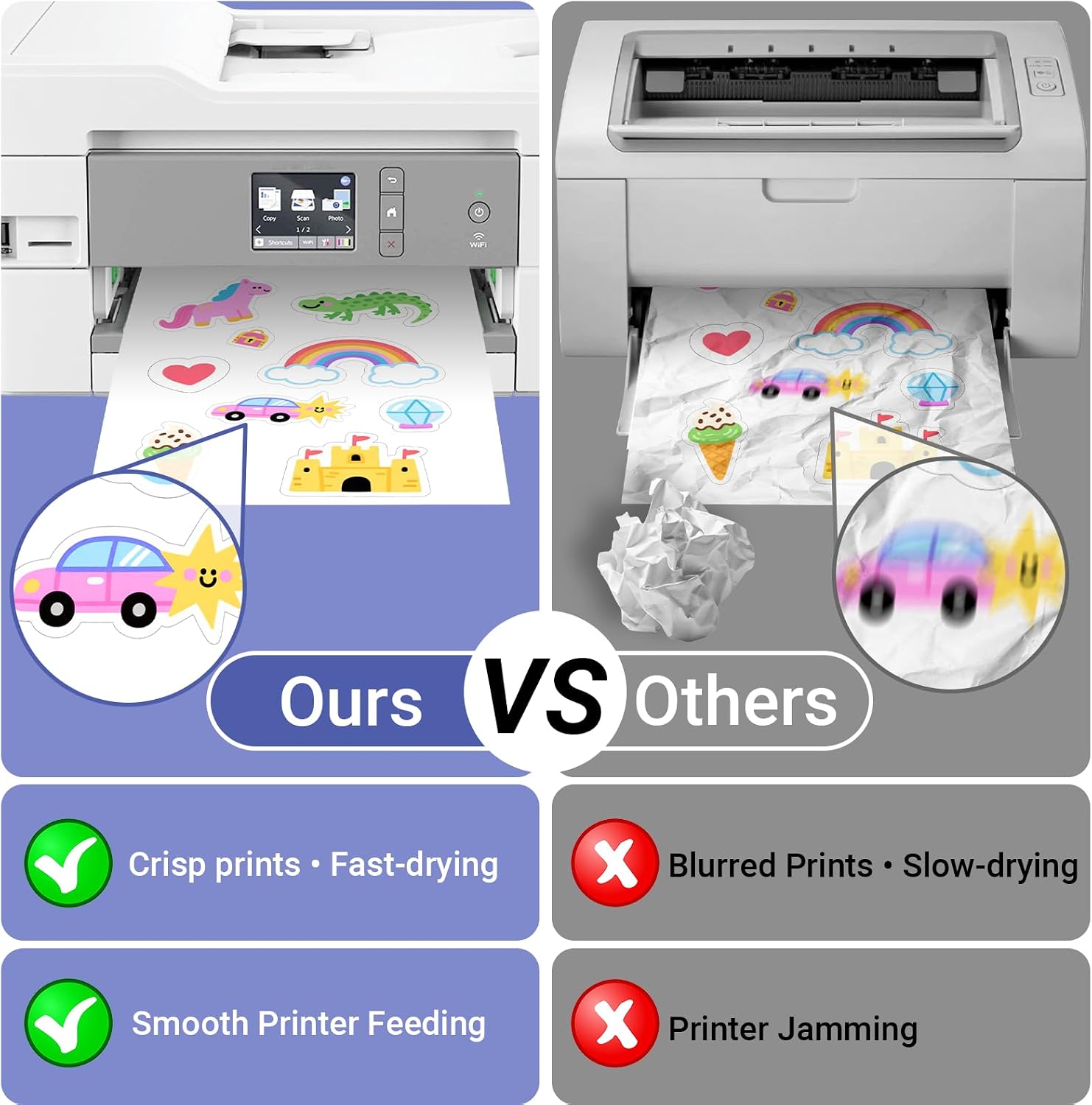 Euqvunn 18 Sheets Sticker Paper for Printing Yourself, A4, Matte White, Waterproof Printable Vinyl Sticker Paper, Self-Adhesive, Full Page for Inkjet Printers, Quick-Drying, 210 x 297 mm – Bild 5