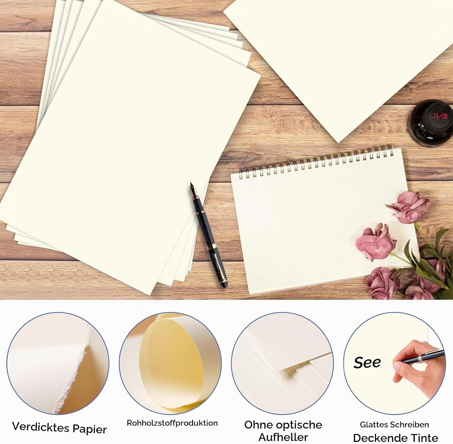 A4 Paper, 100 Sheets, 80 g/m² - Copy Paper and Printer Paper for DIY Projects, Drawing Paper, Sketching, Printing and Copying, Craft Card, Creative Crafts, Coloured Paper (Cream White) – Bild 3