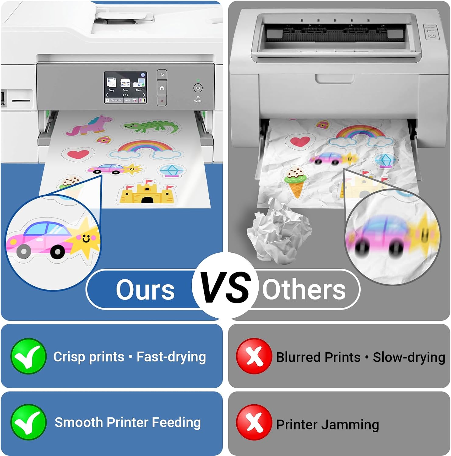 Euqvunn 18 Sheets Sticker Paper for Printing Yourself, A4, Glossy White, Waterproof Printable Vinyl Sticker Paper, Self-Adhesive, Full Page for Inkjet Printers, Quick-Drying, 210 x 297 mm – Bild 5