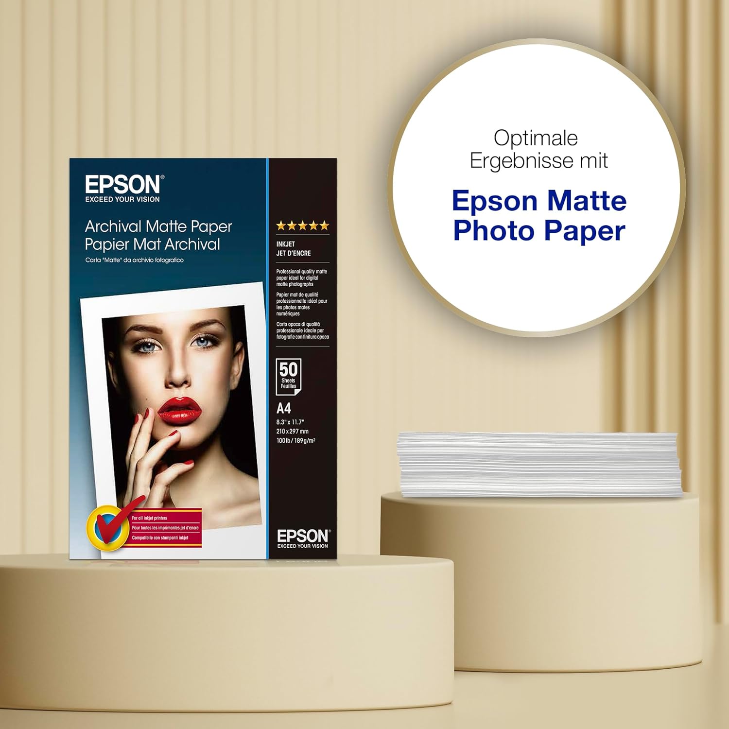Epson Archival Matte Paper, A4, 210 x 297mm, 189 g/m2, 50 Sheets – Bild 3