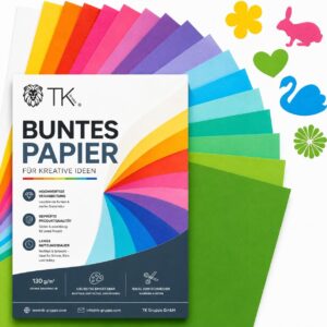 100 x Coloured Paper A4 120 g/m² – Craft Paper Colourful – Coloured Paper – Printer Paper for Crafts & Design – Coloured Paper & Coloured Card