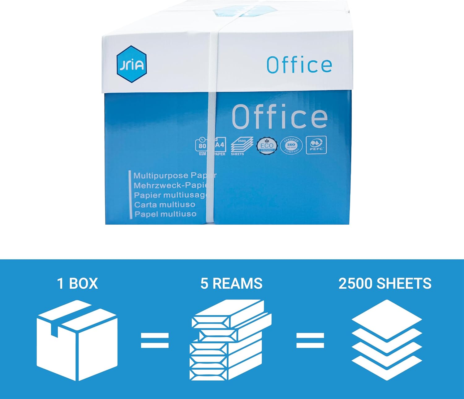 Copier Paper Home & Office - Basics Printer Paper for Home and Office Universal Printer Paper for Laser Printers and Inkjet Printers Suitable 2500 Sheets DIN A4 80 g, White (5 x 500 Sheets), Pack of 5 – Bild 4