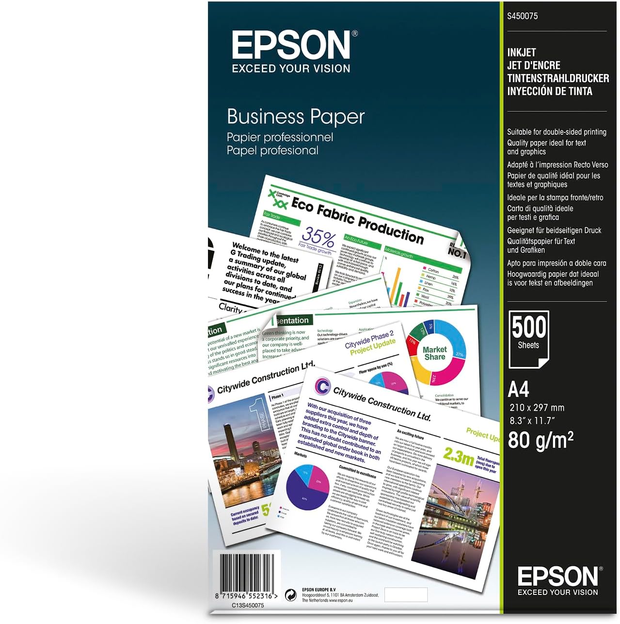 Epson A4 Inkjet Business Paper 80gsm 500 Sheets