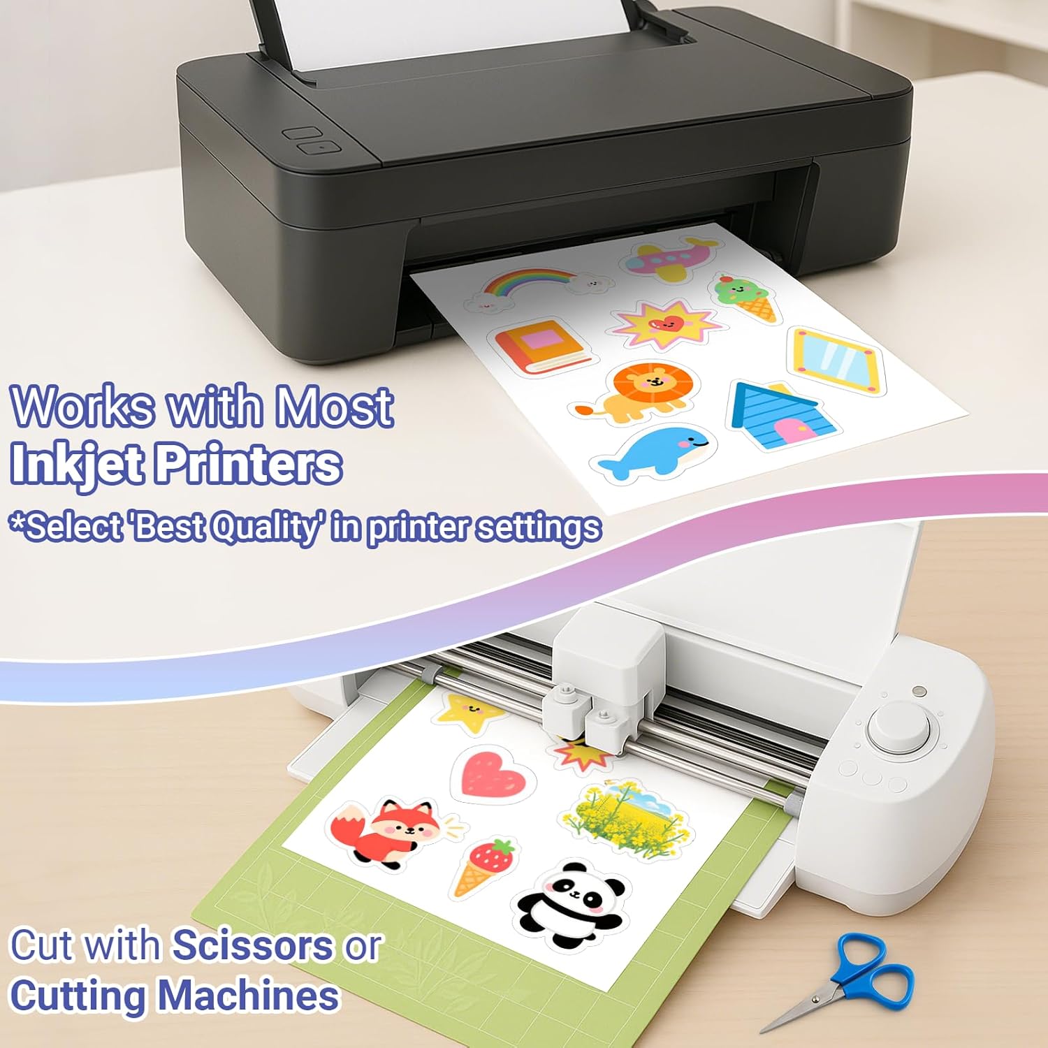 Euqvunn 18 Sheets Sticker Paper for Printing Yourself, A4, Matte White, Waterproof Printable Vinyl Sticker Paper, Self-Adhesive, Full Page for Inkjet Printers, Quick-Drying, 210 x 297 mm – Bild 4
