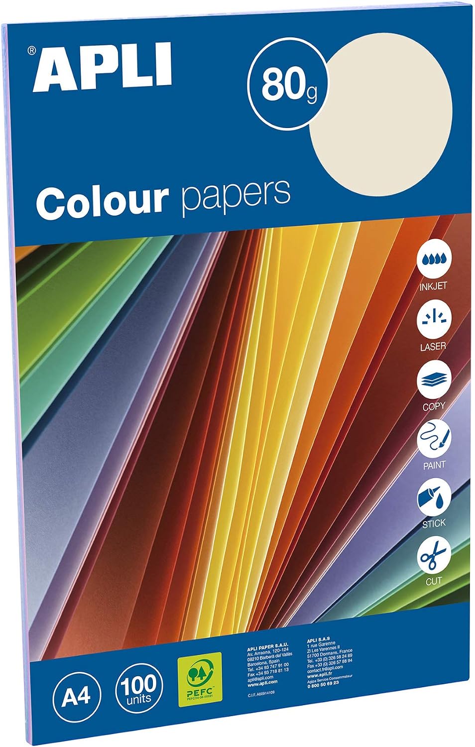 APLI 15278 – Assorted Colours Paper in Pastel Tones, A4, 80 g, 100 Sheets