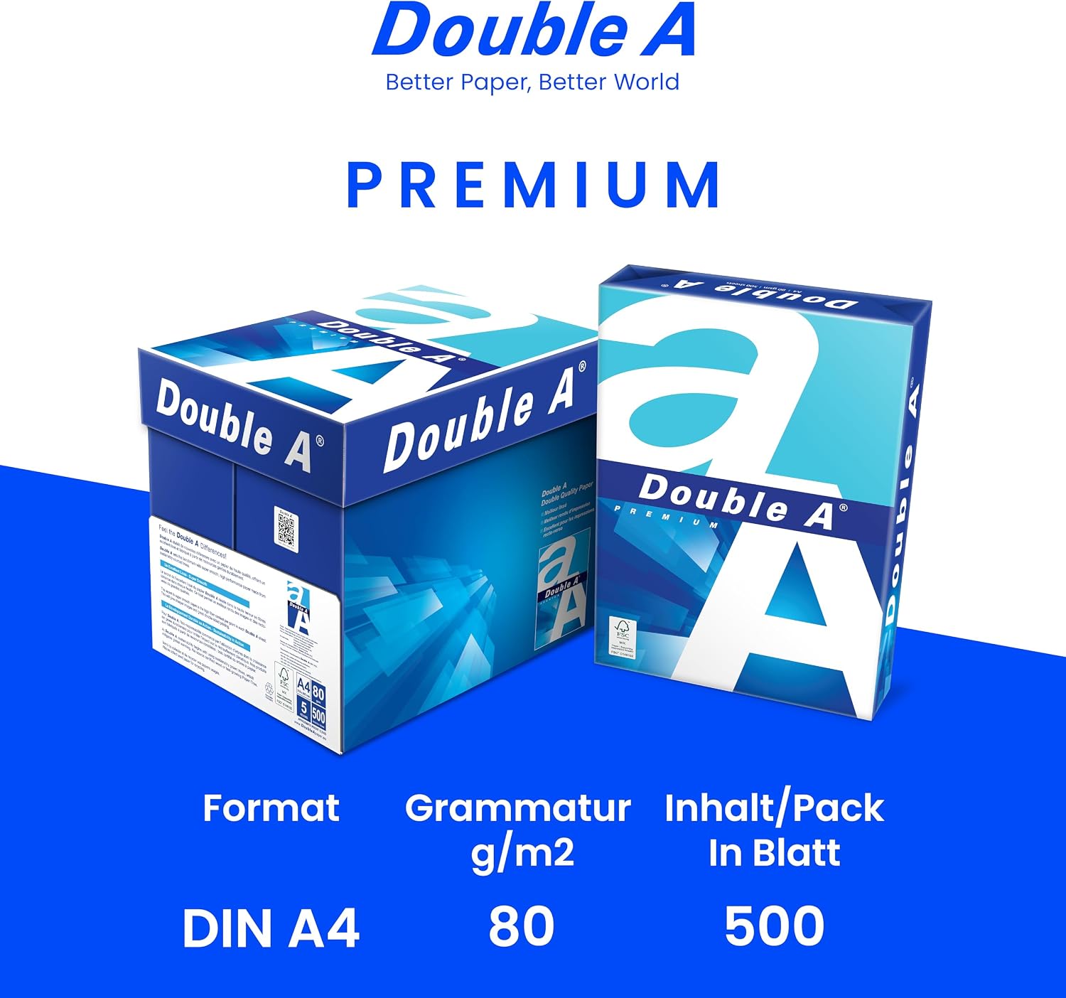 Double A 3613630000059 80 g Premium Paper, White – Bild 2