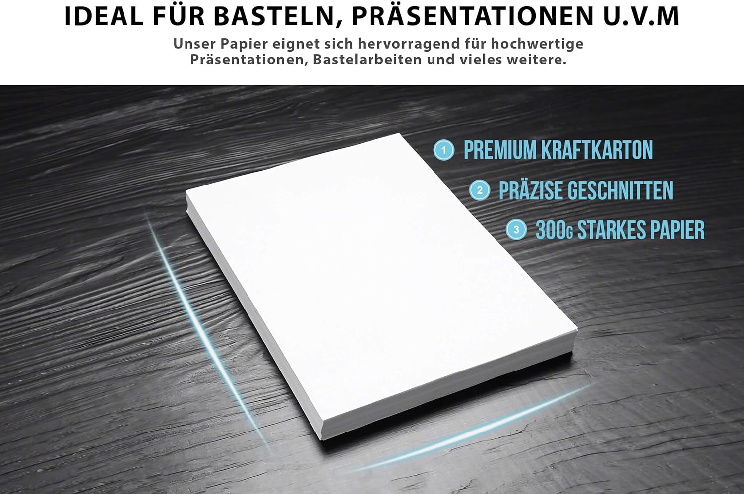 50 Sheets White Craft Card 300 g/m² - Premium Paper Pure White - DIN A4 | 21 x 29.7 cm – Printer Paper White Blank for Photography, Presentations, Crafts, Photo Cardboard, Made in Germany – Bild 5
