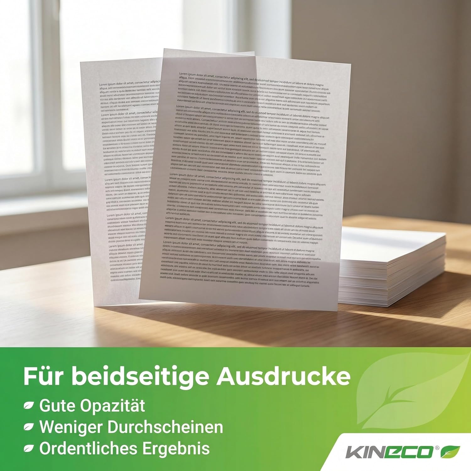 Kineco A4 Copier Paper - 1000 Sheets in Box - Environmentally Friendly & Plastic-Free Packaging - For Printers & Copiers - White, 80gsm – Bild 4
