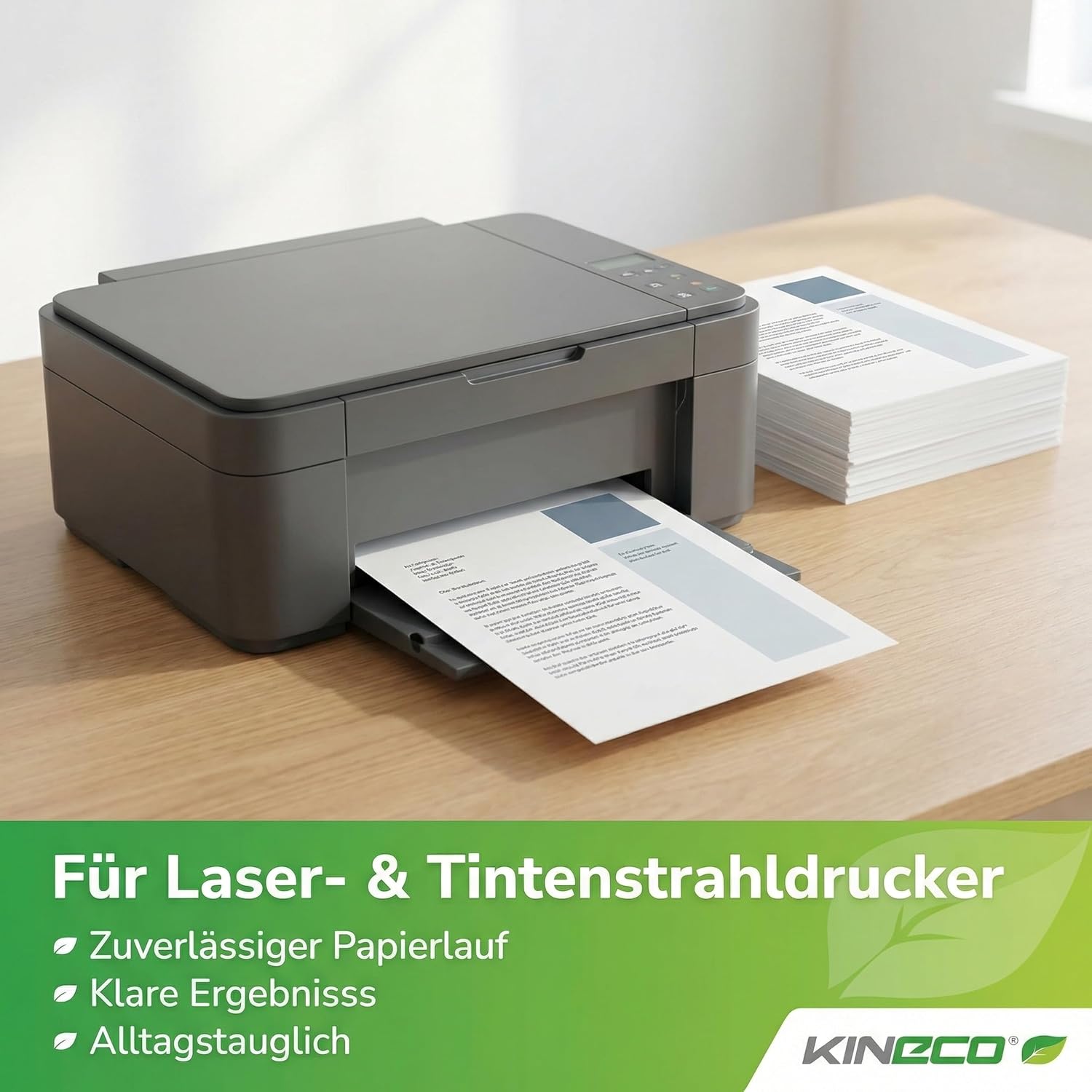 Kineco A4 Copier Paper - 1000 Sheets in Box - Environmentally Friendly & Plastic-Free Packaging - For Printers & Copiers - White, 80gsm – Bild 3