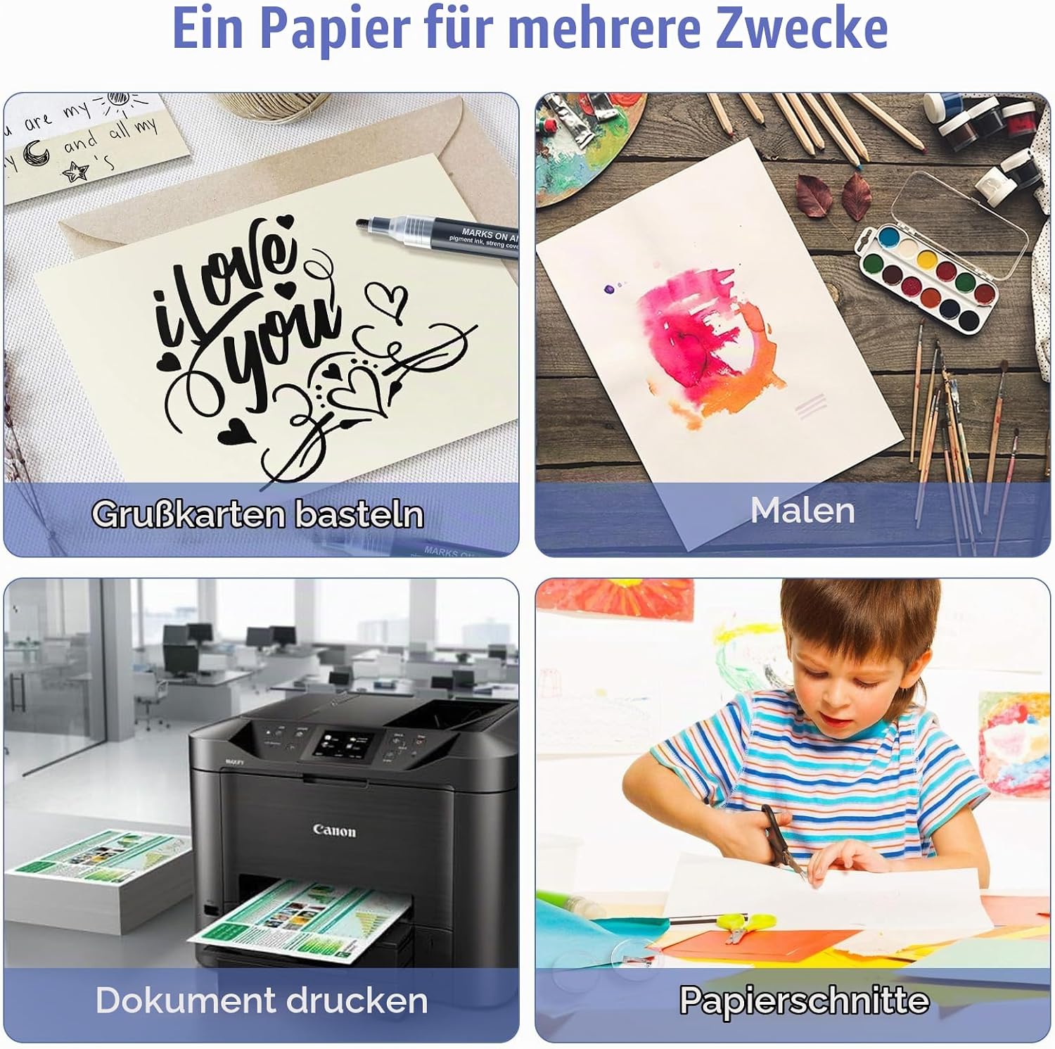 A4 Paper, 100 Sheets, 80 g/m² - Copy Paper and Printer Paper for DIY Projects, Drawing Paper, Sketching, Printing and Copying, Craft Card, Creative Crafts, Coloured Paper (Cream White) – Bild 7