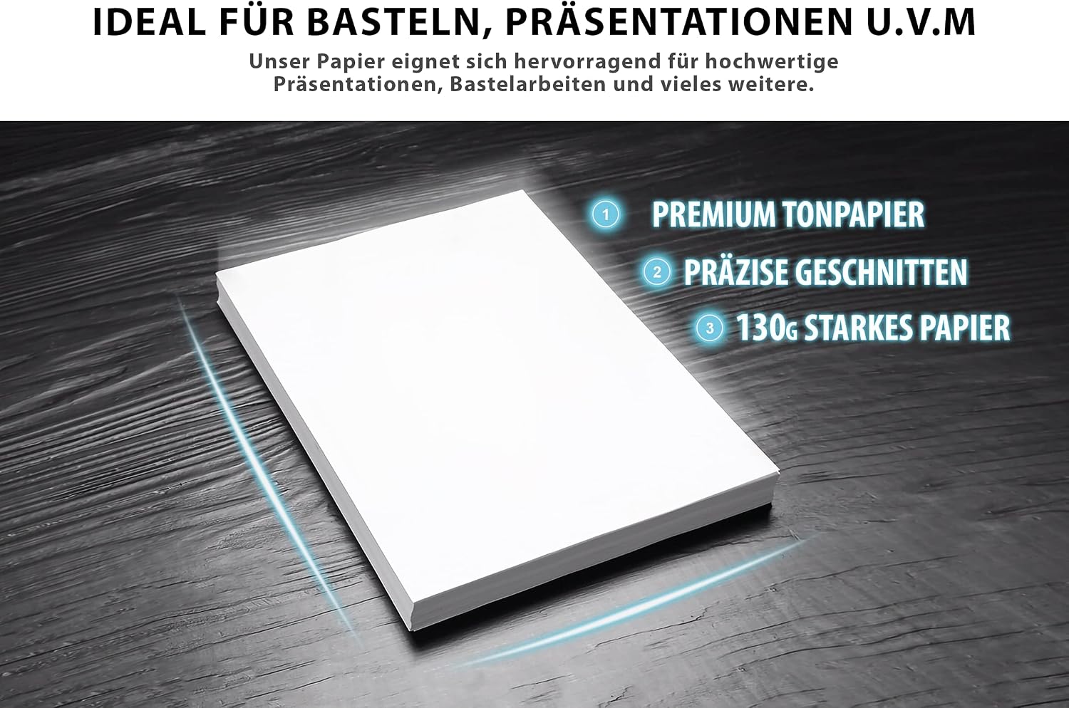 250 Sheets White Coloured Drawing Paper 130 g/m² – Premium Paper Pure White – DIN A4 – 21 x 29.7 cm – Printer Paper White Blank for Photography, Presentations, Crafts, Photo Cardboard, Made in Germany – Bild 5