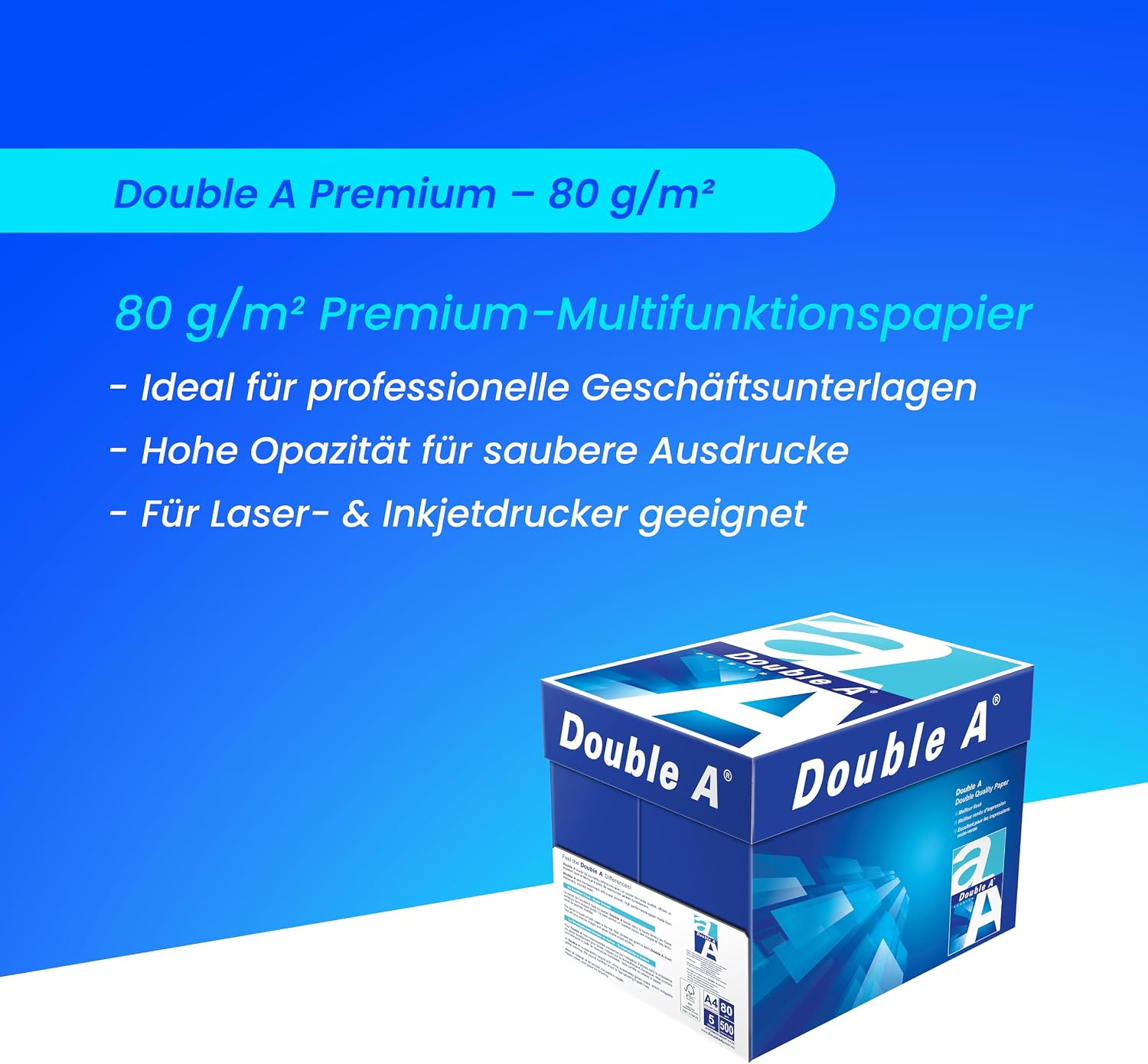 Double A 3613630000059 80 g Premium Paper, White – Bild 4