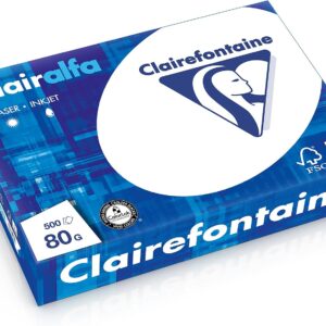 Clairefontaine 1979FFPC Clairalfa Opaque Printer Paper (5 x 500 Sheets, DIN A4, 21 x 29.7 cm, 80 g, Ideal for Everyday Copies and Prints, Pack of 5, White)