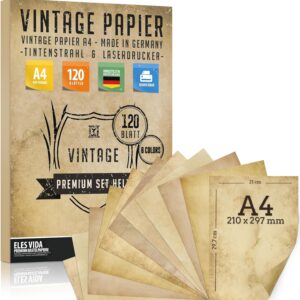 120 Sheets Old Paper Vintage DIN A4 Printable – Certificates Treasure Cards