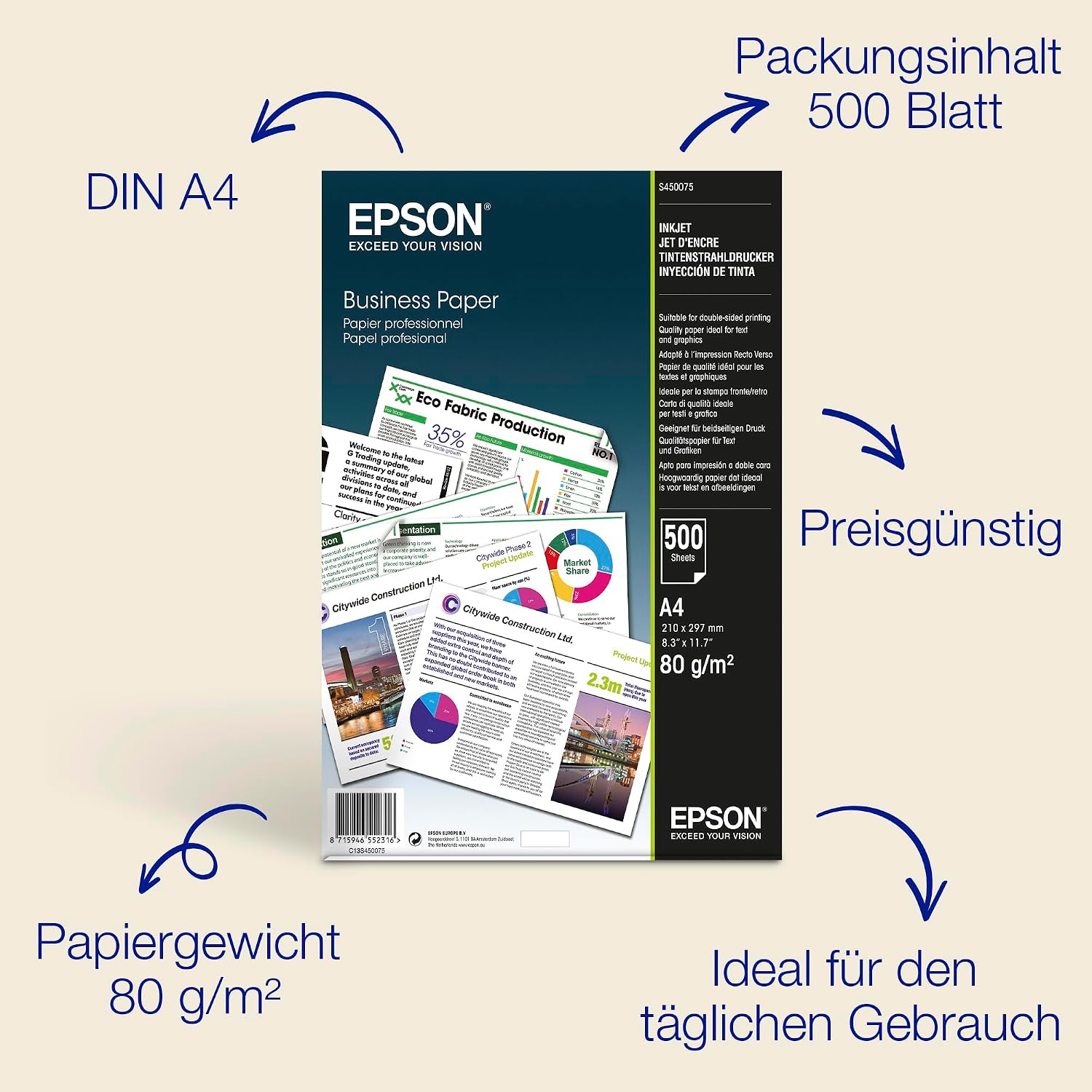 Epson A4 Inkjet Business Paper 80gsm 500 Sheets – Bild 2