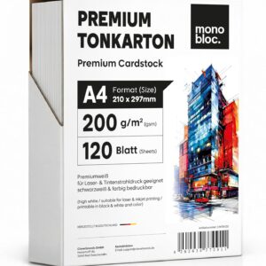 120 Sheets of Paper 200 g/m² Matte White Premium Paper Pure White DIN A4 21 x 29.7 cm Thick Coloured Card for Printing Laser Printers and Inkjet Photo Paper Printable on Both Sides
