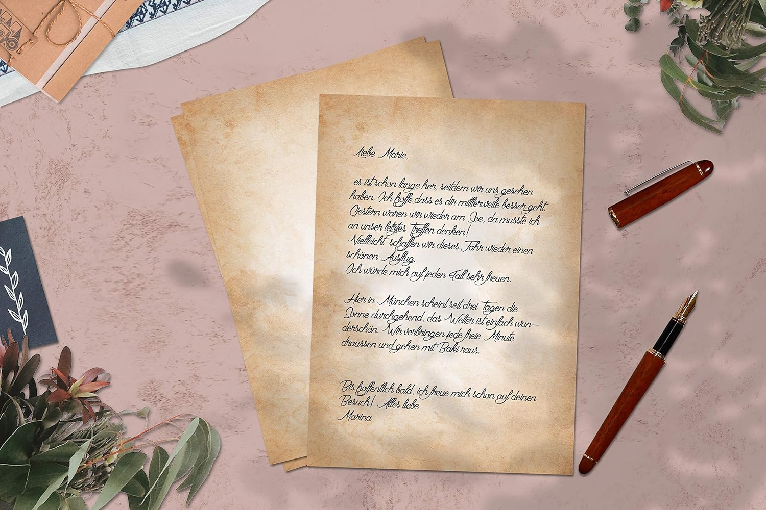 Sophies Kartenwelt 100 sheets of vintage light writing paper in DIN A4 format - printed on both sides in high-quality 120 g paper | 100 sheets of DIN A4, high-quality 120 g paper, printed on both sides. Ideal as certificate paper or for vintage letters. – Bild 5