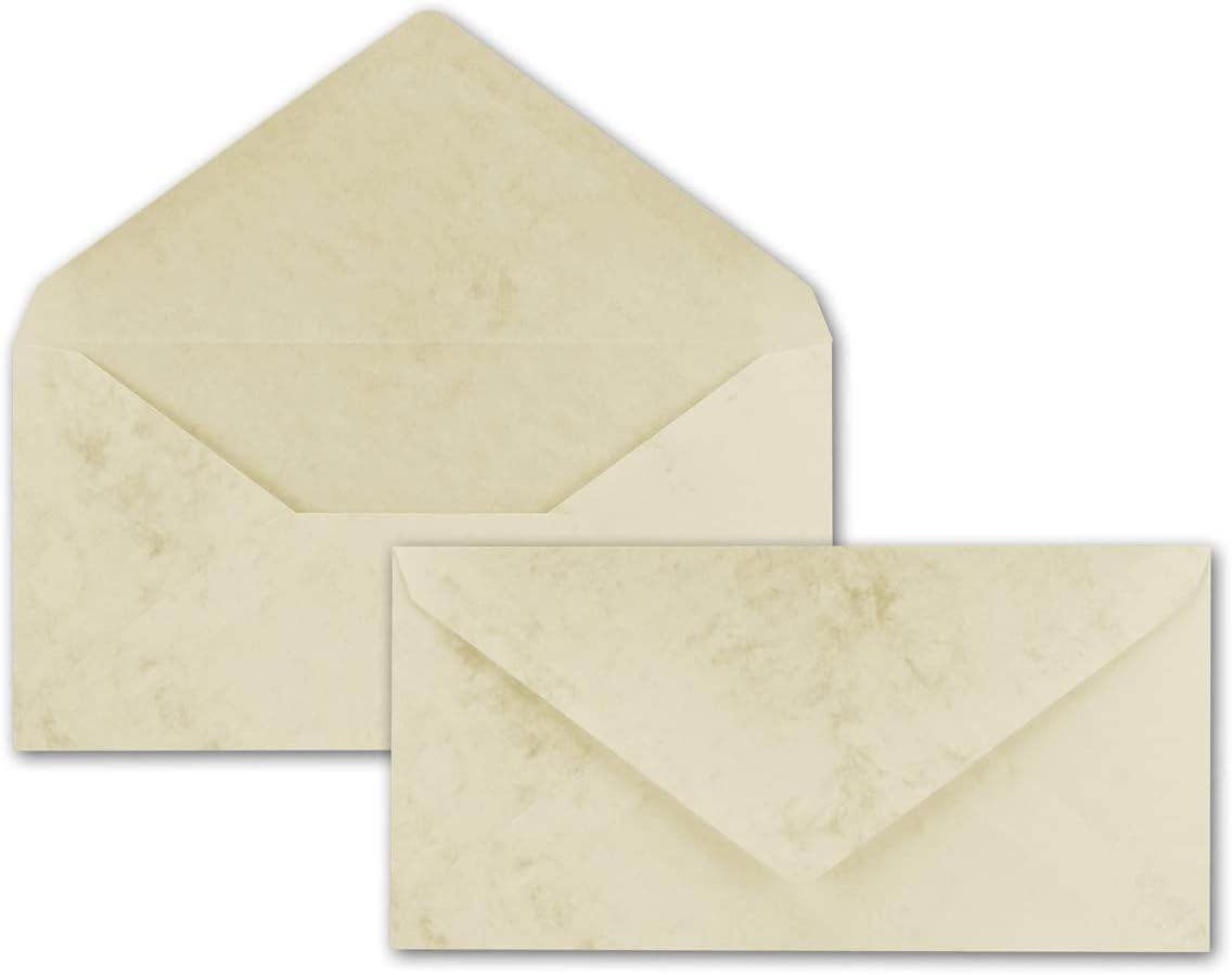 A4 Writing Paper Sets with DIN Long Envelopes, Wet Seal, Chamois Marbled (Cream), Matte Writing Paper with Envelopes 25 FarbenFroh by GUSTAV NEUSER – Bild 4
