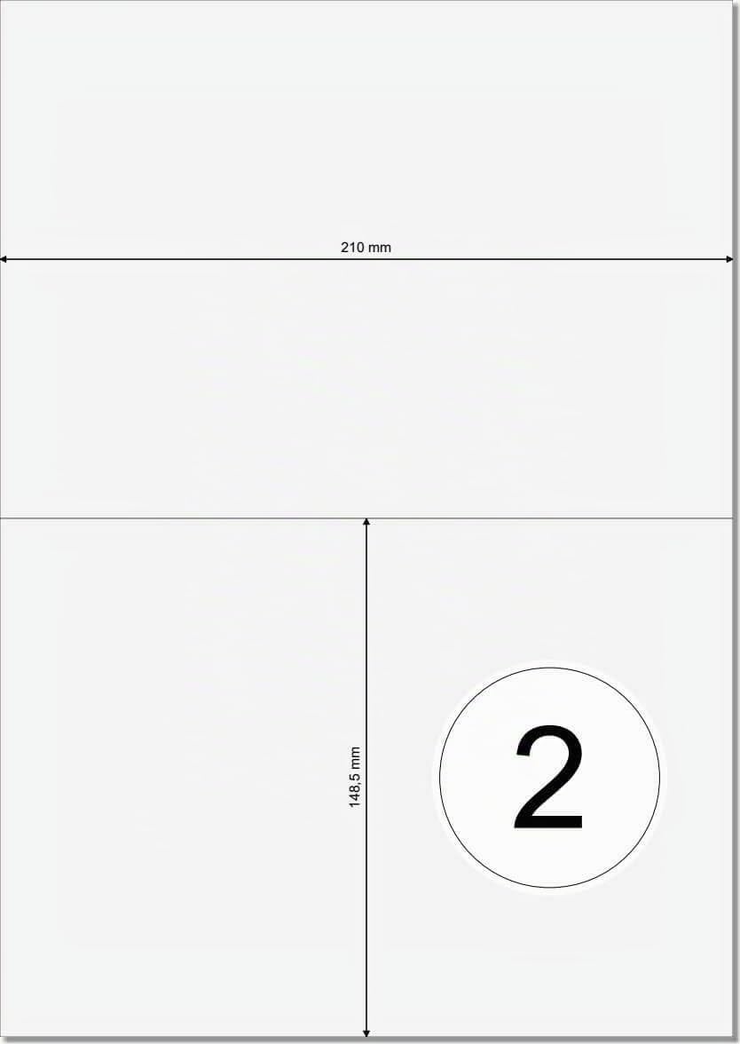 200 Labels A5 on A4 Sheet Self-Adhesive (210 x 148.5 mm = A5) Printable – Bild 2