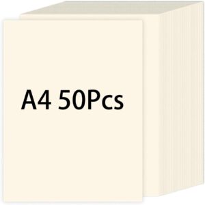 Acidea Ivory Card Paper A4, 50 Sheets 250 g/m² Thick Printer Paper, Cream Cardboard, Photo Card, Paper Paper for Writing, Menus, Invitations, Letters, DIY Creative
