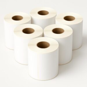 Thermal Printer Labels - Paper Labels, Thermal Labels - 100 x 150 mm, White, Pack of 500, on a Roll, White, Self-Adhesive, Perforated - Compatible with Most Label Printers