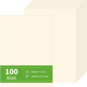 100 Sheets Beige Card Paper A4 250 g/m² Cream Thick Paper A4 for Printing