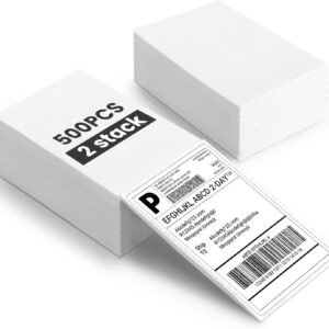 500 Sheets (2 x 250 Sheets) 4 x 6 Inch Shipping Labels Self-Adhesive 100 mm × 150 mm Thermal Labels BPA-Free Address Labels Self-Adhesive for Most Label Printers, Ideal for Package Tracking.