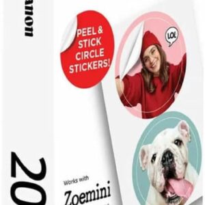 Canon Zinc Photo Paper – Pre-Made Circle Photo Stickers (20 Sheets) – Print Phone Photos for Personalised Stickers
