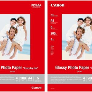 Canon Photo Paper GP-501 Glossy White – DIN A4 5 Sheets for Inkjet Printers – PIXMA Printer (170 g/m²) (Pack of 2)