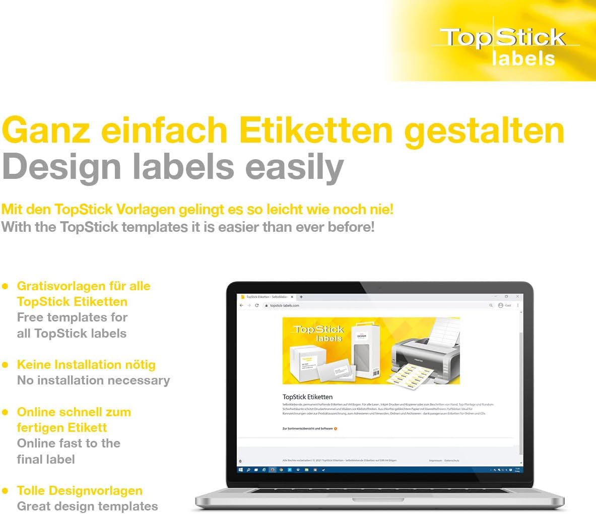 TopStick Universal Labels DIN A4 (Paper, Matte), Self-Adhesive, Printable, Permanent Address Labels, White – Bild 9