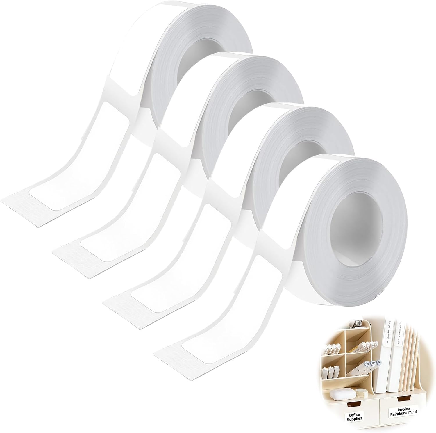 Pack of 4 Self-Adhesive Labels 12 x 40 mm, Self-Adhesive Labels for Label Printer, Replacement Tape on Roll, Waterproof Labelling Labels for Office, Kitchen, Warehouse and DIY for S001 – Bild 7