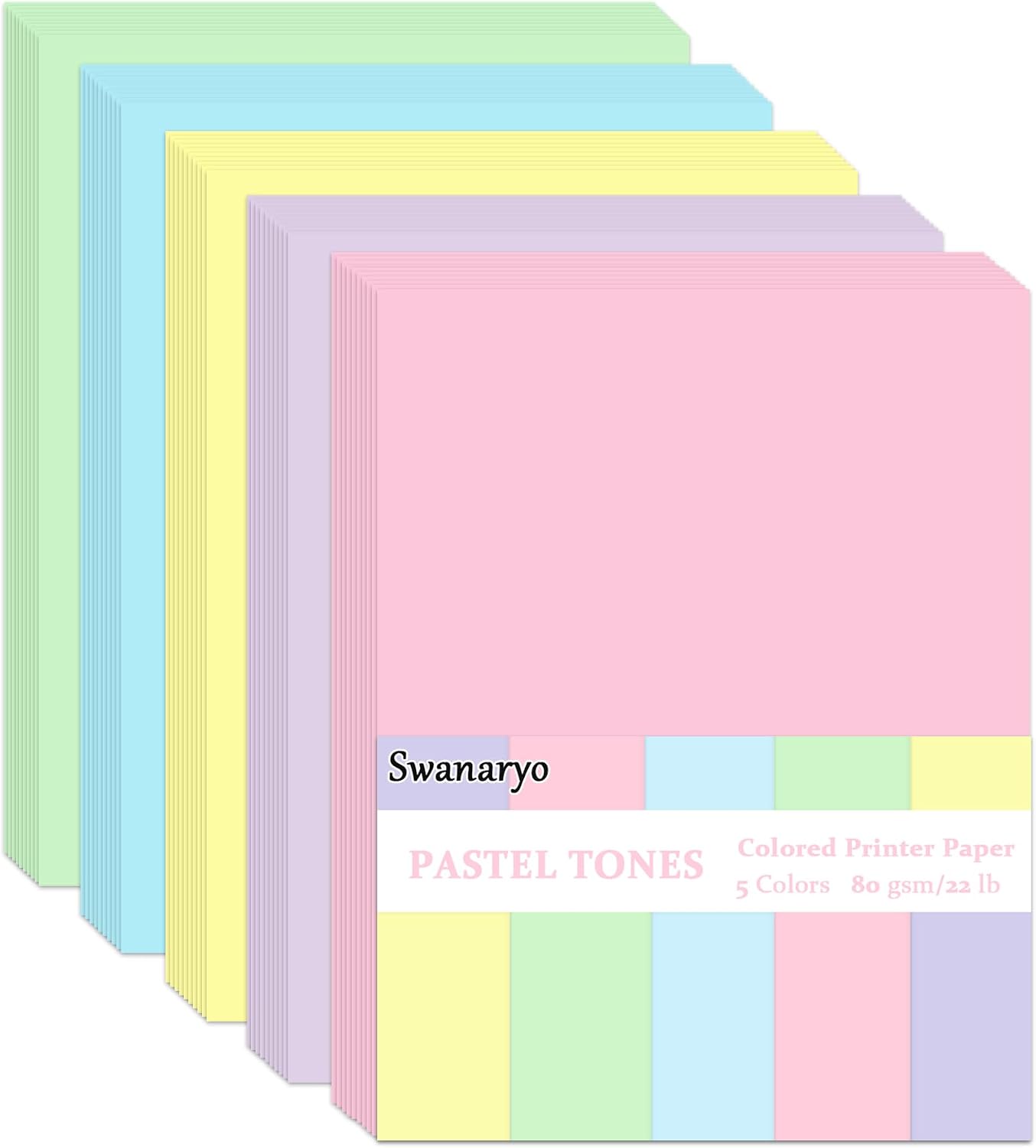 600 Sheets Coloured Paper A4 80gsm Printer Paper 5 Pastel Colours