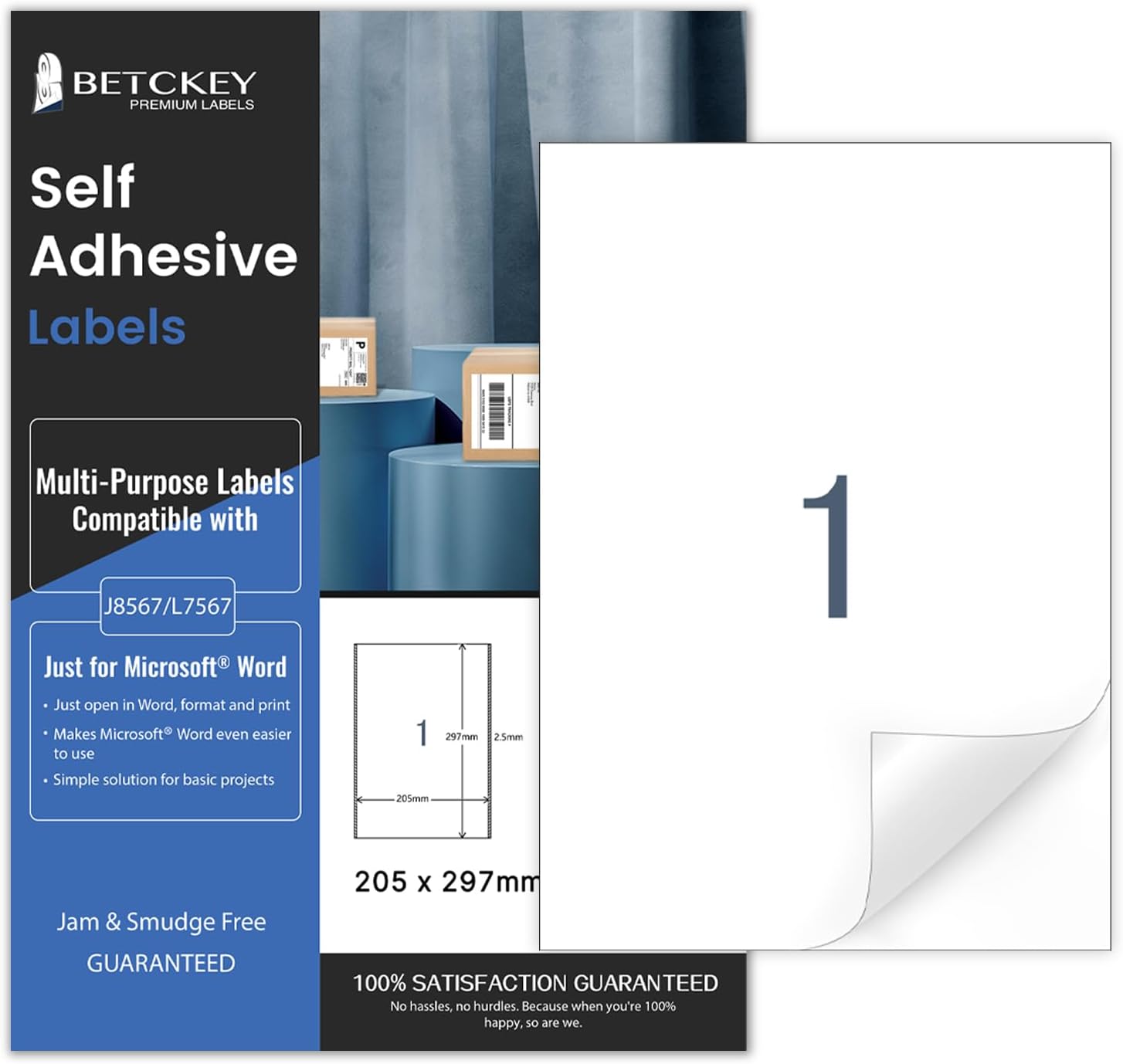 20 Sheets, 210 mm x 297 mm, Universal Labels, Self-Adhesive Printable, Sticker Matte Paper, A4 Sticker, Compatible with Inkjet & Laser Printers, 1 Label per Sheet