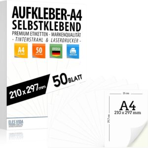 Self-Adhesive DIN A4 Labels Pack of 50 210 x 297 mm Universal Printable