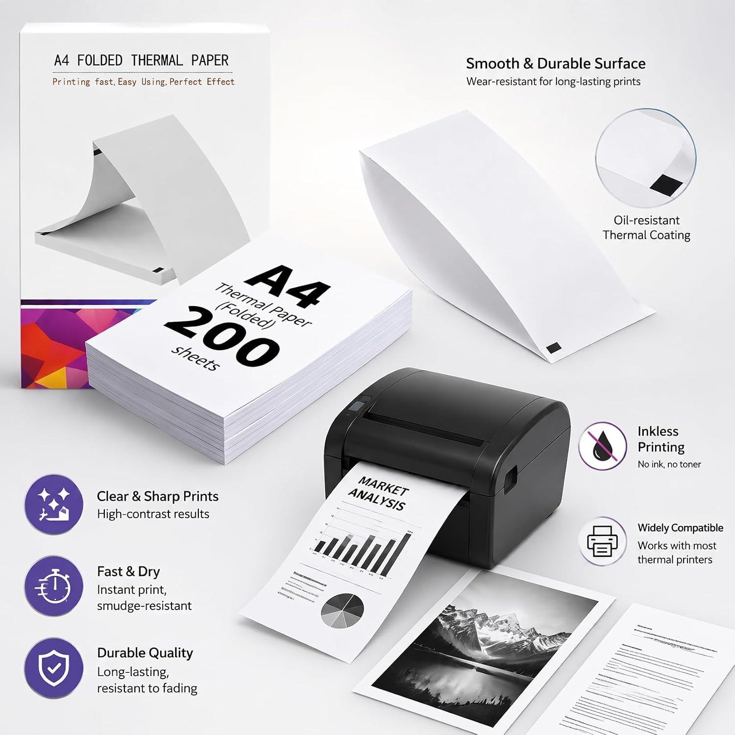 200 Sheets for Thermal Printer Paper A4 Thermal Paper – Bild 5